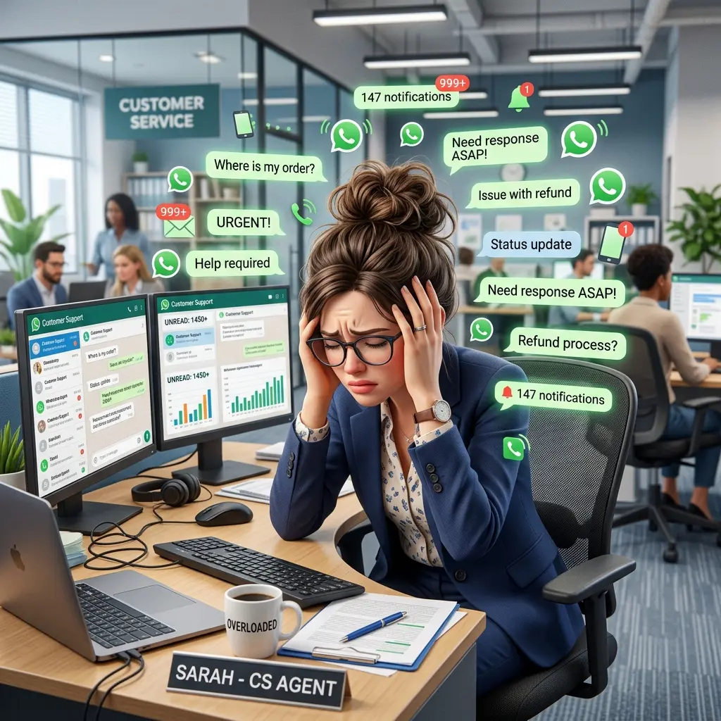 Secretária sobrecarregada com WhatsApp