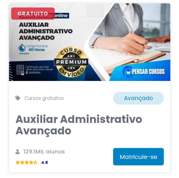 Curso Grátis Auxiliar Administrativo