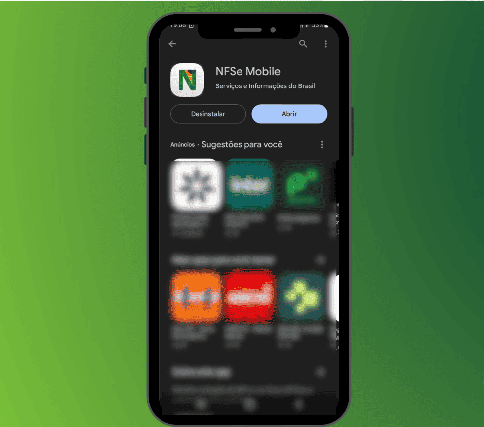 Tela de Celular Emissor de Nota Fiscal MEI