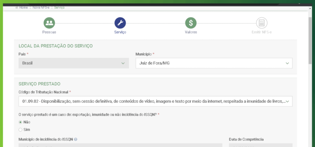 Área de Login Emissão Nota MEI